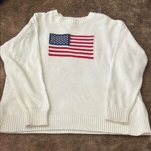 Classic White Sweater with American Flag Design